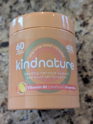 Kindnature 维生素 B2 核黄素天然偏头痛支持木乃伊 60 克拉有效期至:2/27 — 第 1/4 张图片