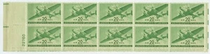 US Sc# C29 VF PLATE # BLOCK of 10 Twin-Motored Transport Plane 20 cents MNH - Picture 1 of 1
