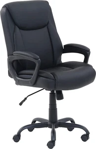Classic Puresoft PU Padded Mid-Back Height Adjustable Office Computer Desk Chair - Picture 1 of 6