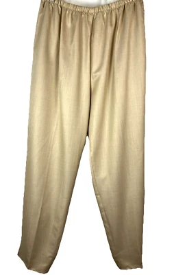 $$$ Talla 3 Shamask Beige Lana Seda Pantalones de Pierna Cónica Foto 1 de 4