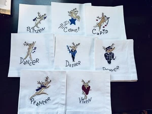 Pottery barn Santa Reindeer Cloth Cocktail Napkin REPLACEMENTS Christmas NEW NLA - Picture 1 of 2