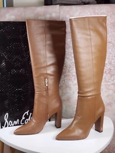 Sam Edelman - Leather Pointed-Toe Tall-Shaft Boots - Raakel - Cuoio Brown - Picture 1 of 6