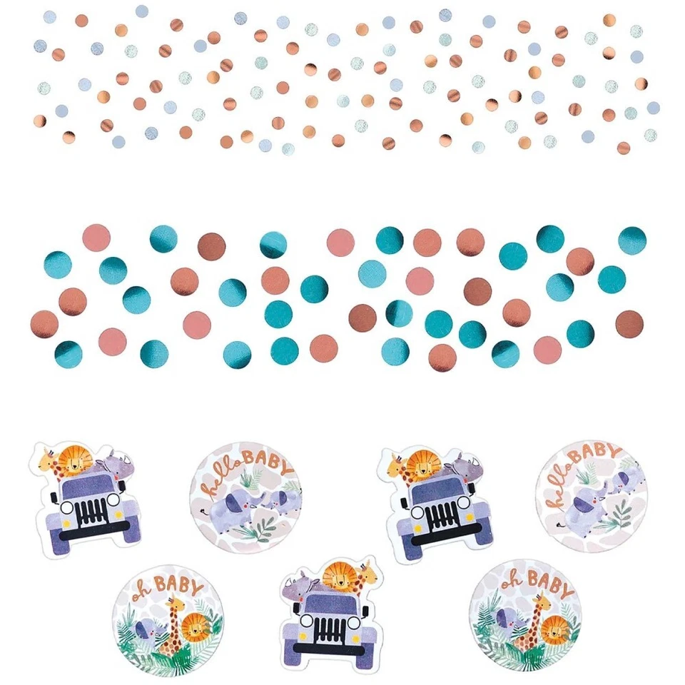Confeti Soft Jungle Hello Baby 3 Mix 1,2 oz. Decoraciones de vajilla de baby shower Foto 1 de 2