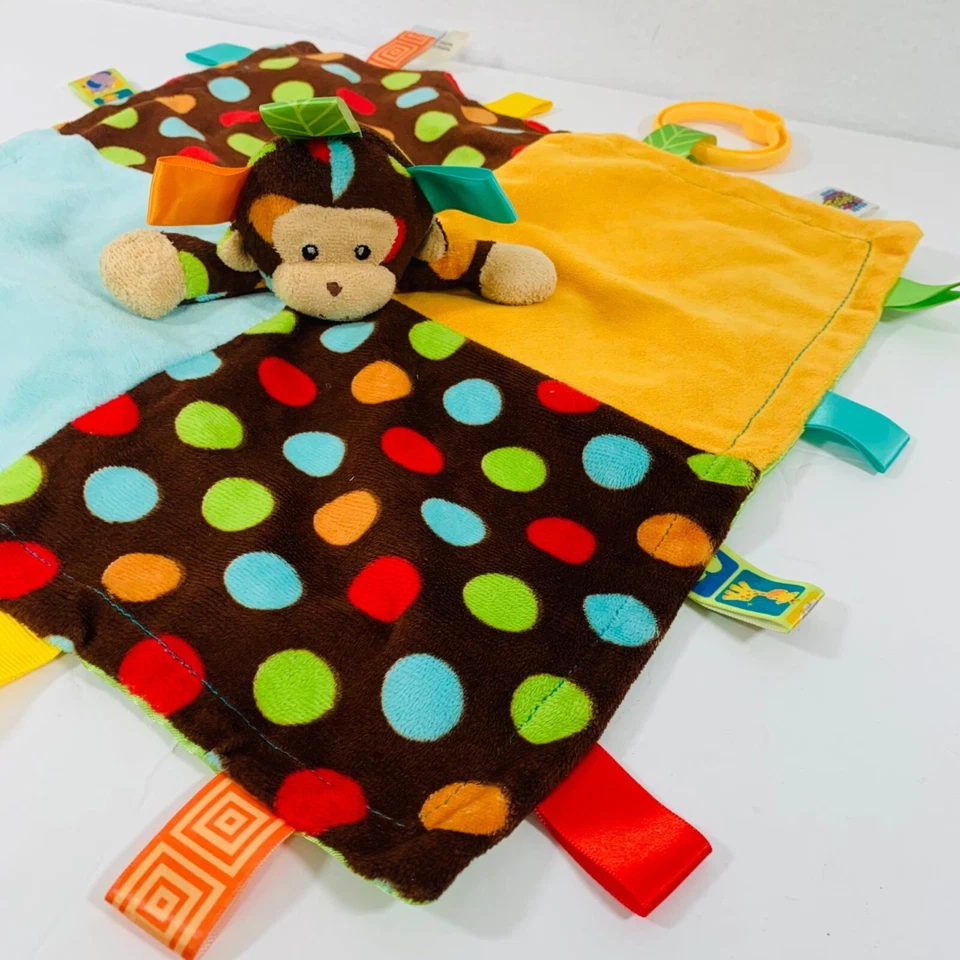 Mary Meyer Monkey Lovey Taggies Dazzle Dots 安全毯 缎面 有内衬 13.5 — 第 1/4 张图片