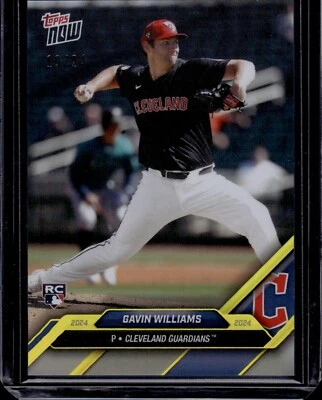 2024 Topps Now Road to Opening Day Gavin Williams GOLD #19/24 Guardians RC - Image 1 of 2