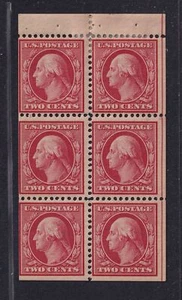 1908 Washington Sc 332a 2c carmine MHR booklet pane position H (PH - Picture 1 of 2