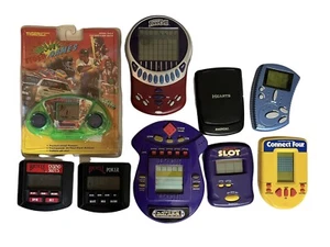 9 Vtg Handheld Electronic Games Baseball FreeCell Yahtzee Slots Poker Untested - Picture 1 of 5