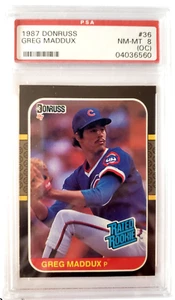 1987 Donruss Greg Maddux Rated Rookie Card PSA NM-MT #8. Hall Of Fame - Bild 1 von 2