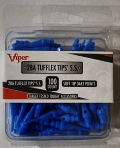 100 count Viper 2BA Tufflex Tips S.S. Super Short Blue Soft tip Dart Points, USA - Picture 1 of 3