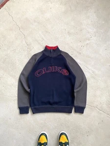 Y2K Archive Vintage Quiksilver Sweater Striped Hype Blue M Size - Picture 1 of 13