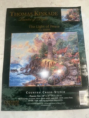 NEW CANDAMAR DESIGNS THOMAS KINKADE "LIGHT OF PEACE" CROSS STITCH PATTERN KIT - Image 1 of 2