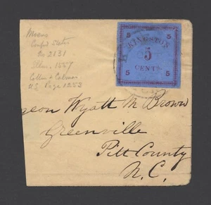US CSA STAMP 1862 KINGSTON 5c IN MOENS & COLLEN & COLEMAN, RARE BOGUS PIECE A2A - Imagen 1 de 6