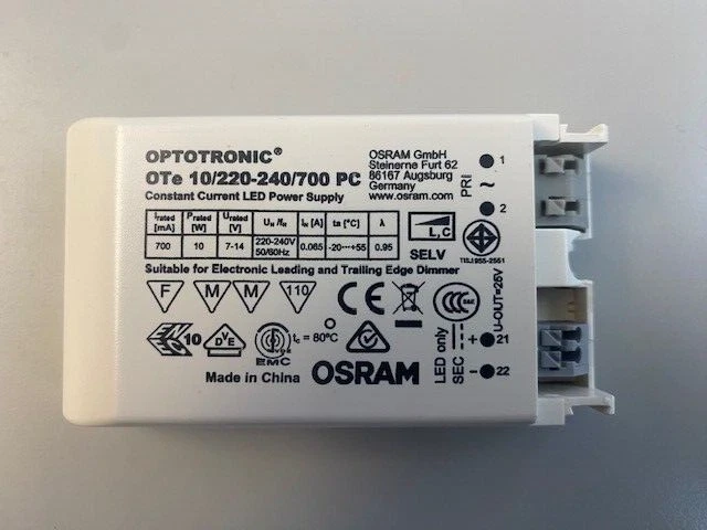 Osram Optotronic OTe 10/220-240/700PC 10W Constant Current Dimmable Driver