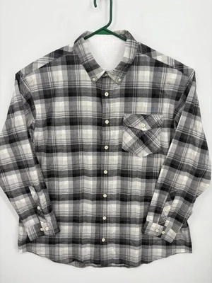 Duluth Trading Men's Black & White Button Down Flannel Shirt, Size 2XLT TALL - Image 1 of 4