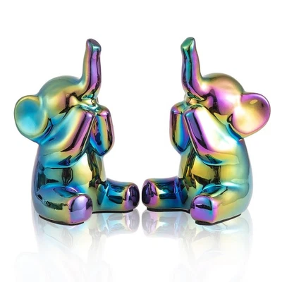 Elephant Statues Set | Modern Boho Decor Figurines for Home - Image 1 of 4