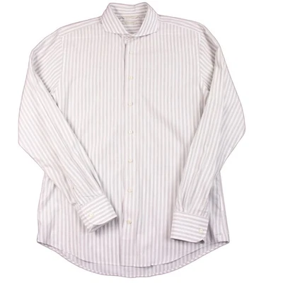 Camisa de vestir SuitSupply para hombre 16 rayas grises mezcla de algodón egipcio extra ajustada Foto 1 de 4