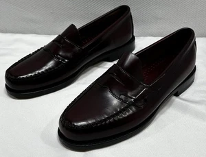 GH Bass & Co Weejuns Men's Burgundy 9 1/2 D Leather Penny Loafers - Worn Once - Picture 1 of 14