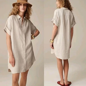 J. Crew Baird McNutt Irish Linen Shirt Dress Oat Natural Lagenlook Tunic Top Org - Picture 1 of 10