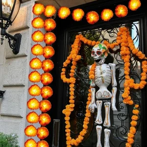 Halloween Marigold Flower Light String Marigold Garland Battery Powered LED Lamp - Picture 1 of 16