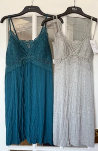 BNWT M&S Sumptuously Soft padded strappy chemise - dark teal or light grey - Picture 1 of 9