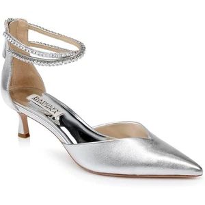 Badgley Mischka Womens Lilibeth Silver Kitten Heels 9.5Medium - Picture 1 of 8