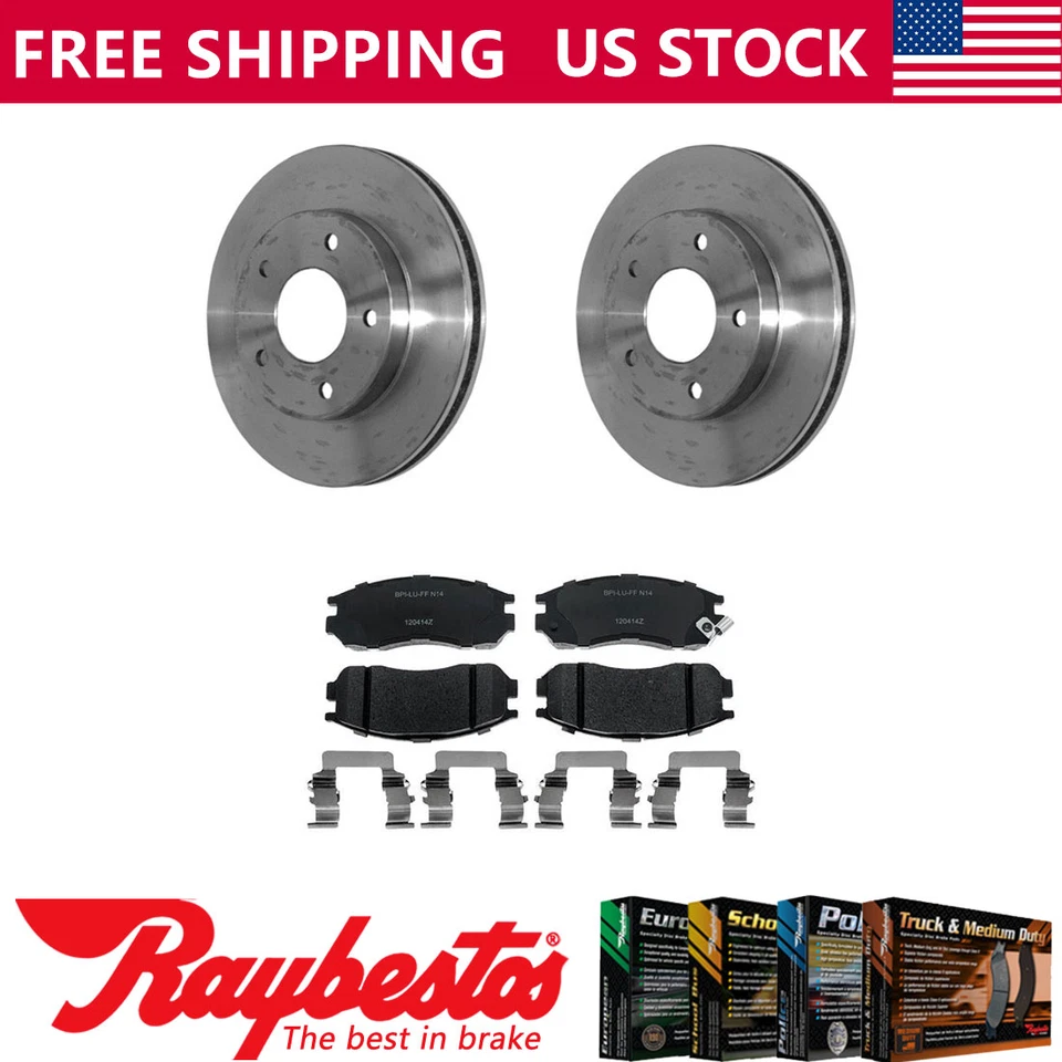 Front Kit Brake Rotors + Ceramic Pads Hardware For 1996-1999 Mitsubishi Eclipse - Image 1 of 4