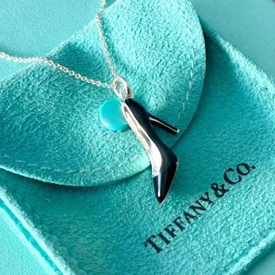 Tiffany & Co. Collar Colgante Tacón Alto Esmalte Negro Plata Esterlina S6 Foto 1 de 4