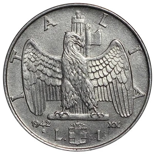 1942 REGNO D'ITALIA MONETA 1 LIRA IMPERO MF131313 - Imagen 1 de 2