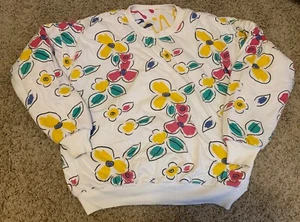 80er Wende Puffy Sweatshirt Vintage Blumenmuster Pullover Oberteil 1888 - Bild 1 von 8