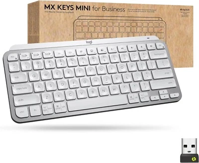 Logitech MX Keys Mini Wireless Illuminated Keyboard for Business, Compact Gray - Image 1 of 4