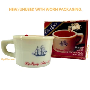 Vintage Shulton Old Spice Pottery Glass Shaving Mug with 3 OZ Soap NEW OLD STOCK - Picture 1 of 11