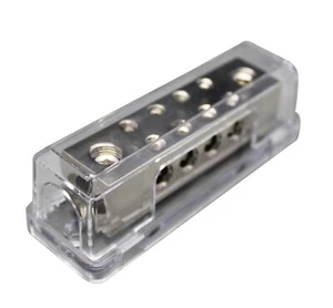 APS 0/2 GAUGE TO 8 X 8 GAUGE POWER/GROUND DISTRIBUTION BLOCK Brass SKPD-15N - Picture 1 of 4