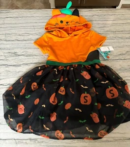 NWT - Girls' Squishmallows Halloween Short Sleeve Dress -Black/Orange Size M 7/8 - Picture 1 of 11