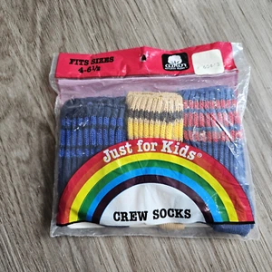 Vtg Cotton Natural Blend Just for Kids Crew SocksSize 4-6.5 3 Pairs Toddler - Picture 1 of 3