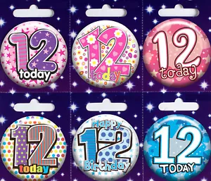 Age 12 12th Birthday Badge Party Gift Present - Picture 1 of 7