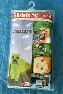 Paquete de 5 calzoncillos ropa interior 100 % algodón Minecraft para niños talla 4 TOTALMENTE NUEVOS EN PAQUETE - Imagen 1 de 7