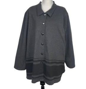 Vintage Avenue Gray Fleece Snap Front Lightweight Unlined Jacket Womens 4X - Picture 1 of 8