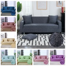 1-4 Seater Modern Sofa Cover Linen Pattern Washable Stretch Slipcover Stretch