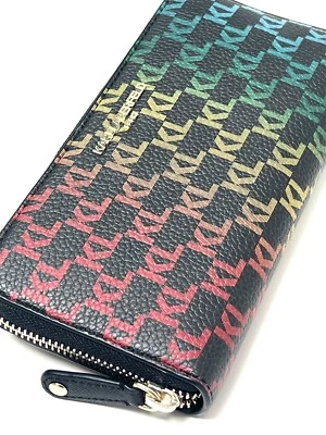 Karl Lagerfeld Paris Negro Multicolor Logo Estampado Bandolera Cartera Bolso sin asas BONITO Foto 1 de 4