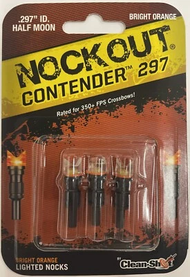 NockOut Lighted Nocks Crossbow Half Moon .297" ID Orange 3 Pack - Image 1 of 4