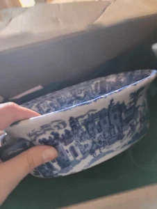 ironstone victoria ware blue butter dish transfer ware ex - Imagen 1 de 3