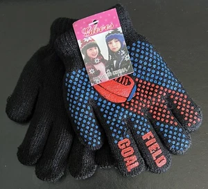 Kids Mittens - Sticky Fingers - Football Theme - Black 2-5yrs - Picture 1 of 5