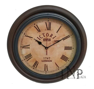 Antique Vintage Brass & Wooden 12 inch Wall Clock Victoria Station London 1747 - Picture 1 of 5