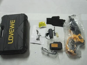 LOVEWE Cordless Mini Chainsaw 6” Black/Yellow Battery Powered Kit Garden Tool - Picture 1 of 6