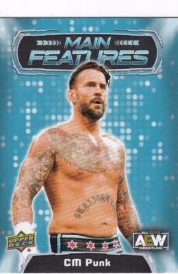 Tarjeta coleccionable de lucha libre profesional CM Punk 2022 AEW cubierta superior MF-39 características principales WWE Foto 1 de 3