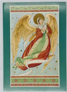 Tarjeta de Navidad de colección "Paz en la Tierra Buena Voluntad para Todos" Angel Holding Dove P3 - Imagen 1 de 3