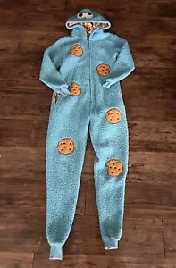 Blue Cookie Monster Pajama Sleeper Jumpsuit Adult Extra Small Child Extra Large - Picture 1 of 6