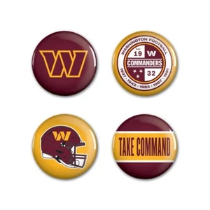 Washington Commanders Wincraft NFL Button Pins 4 Pack 1-1/4" Round - Picture 1 of 1