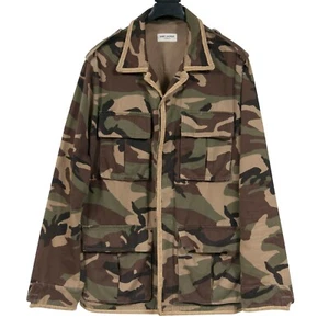 Saint Laurent Men Field Jacket Size 48 M Camoflauge Gold Trim Military Coat Hedi - Picture 1 of 10