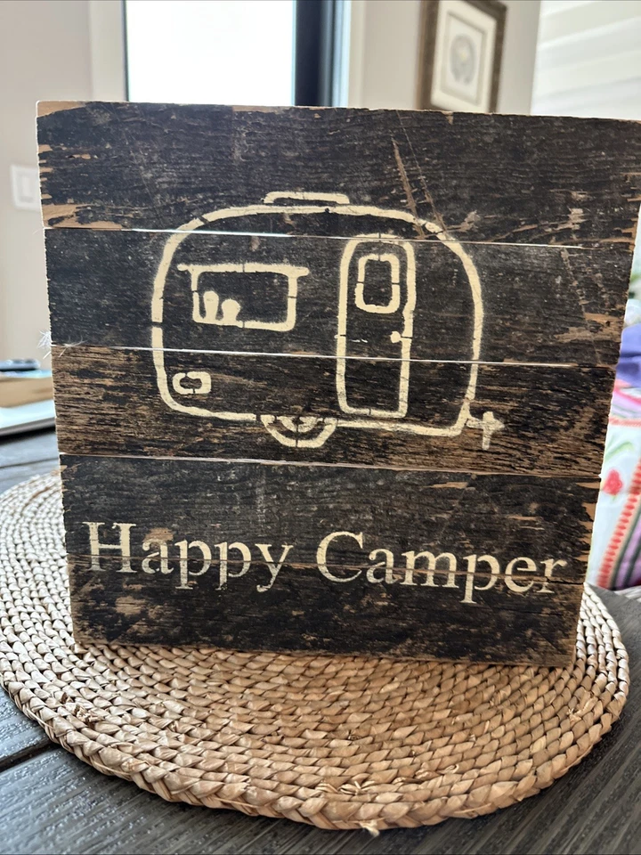 Happy Camper Rustic Wood Home Decor 10x10 - Image 1 of 4
